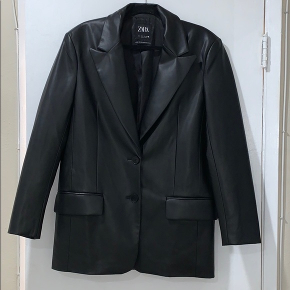 Zara Jackets & Blazers - Oversized Boyfriend Faux Leather Blazer
